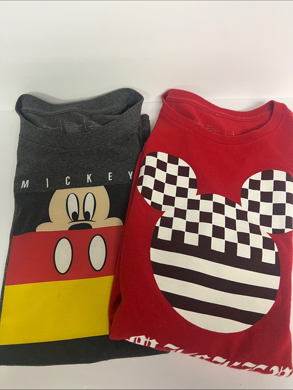 Neff x Disney Charcoal Gray Mickey Graphic Tee And Mickey Red Yellow Tee